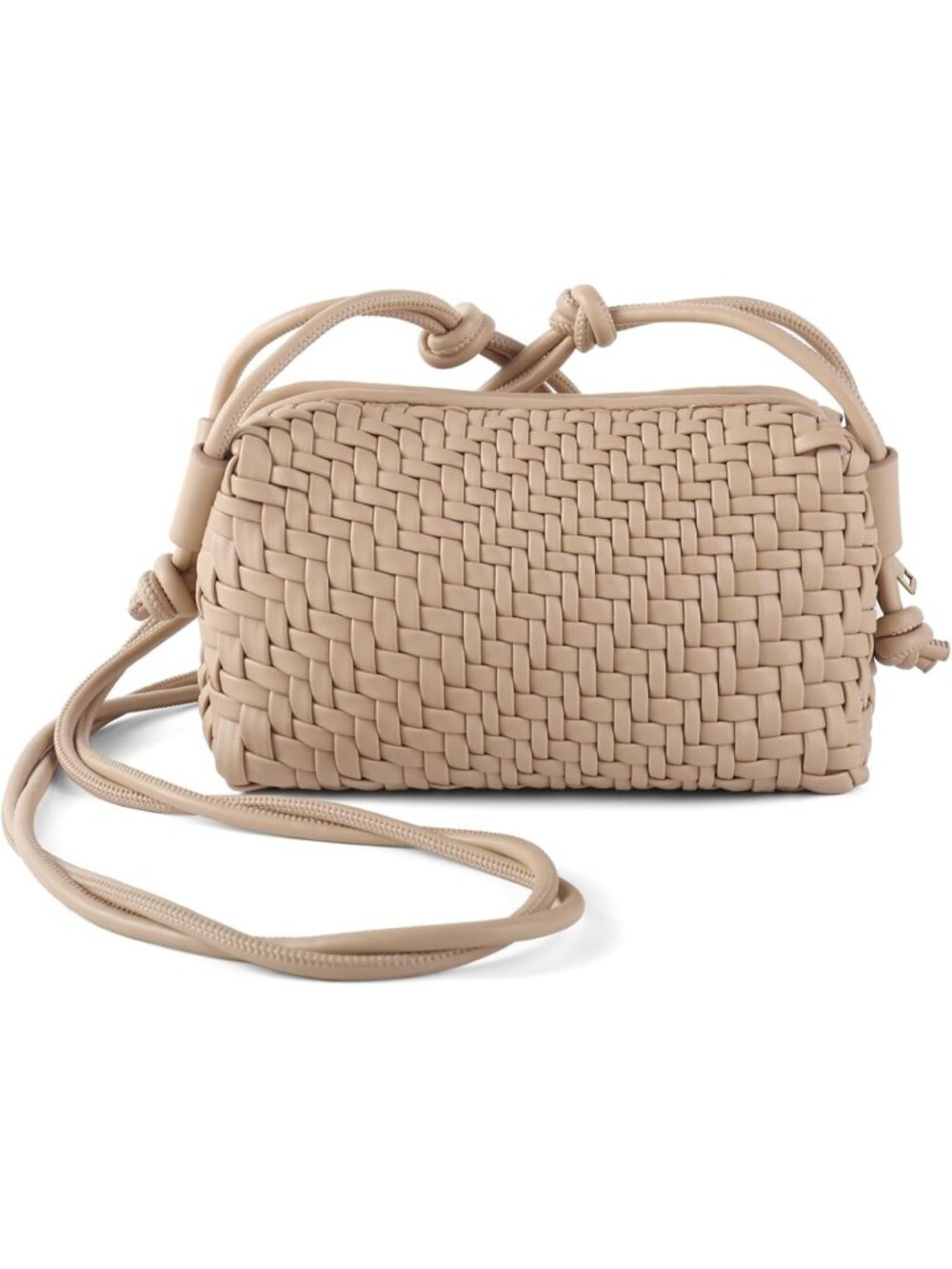 Women's Khaki Woven Vegan Leather Small Purse Adjustable Strap Crossbody Bags